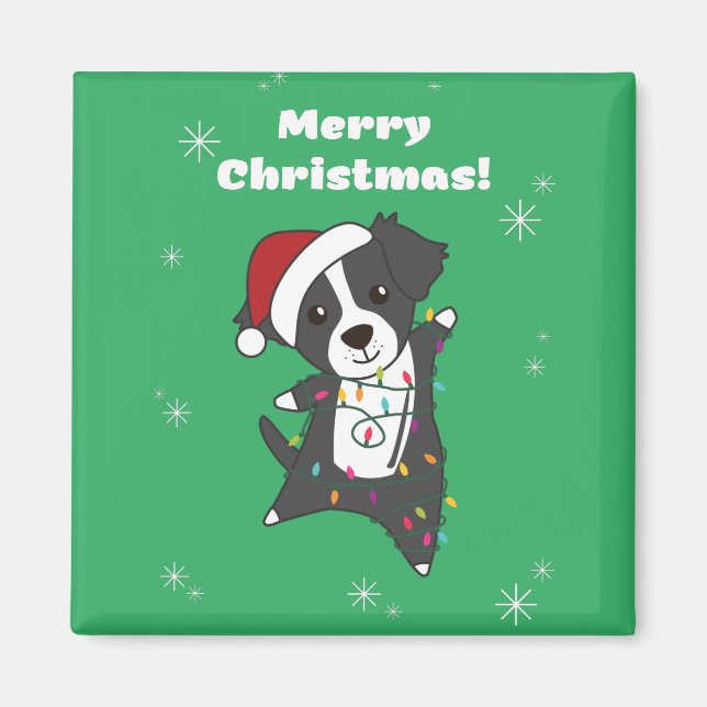 Imán Navidades de linea negra perros animales de invier (Frente)