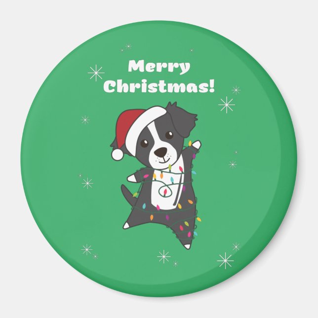 Imán Navidades de linea negra perros animales de invier (Frente)