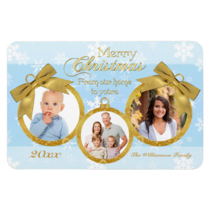 Imán Navidades de los Ornamentos de Oro Blanco Azul