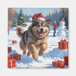Imán Navidades de Malamute de Alaska celebran escena de