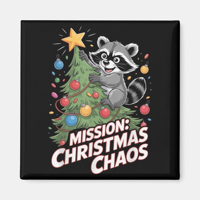 Imán Navidades de mapache divertidos: Trash Panda Xmas (Frente)