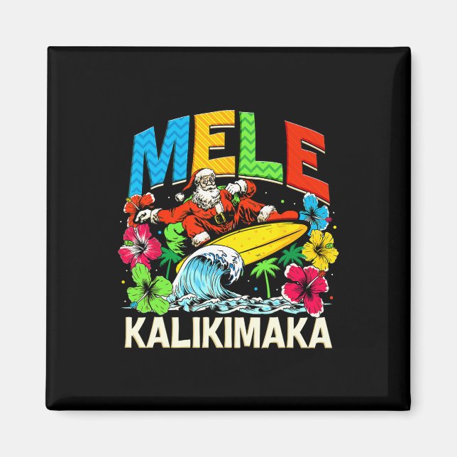 Imán Navidades de Mele Kalikimaka Navidad Santa Summer  (Frente)
