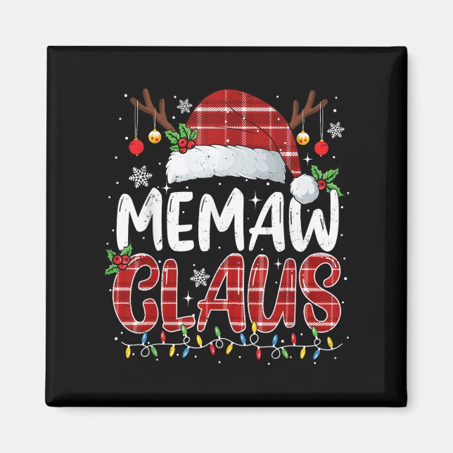 Imán Navidades de Memaw Claus alumbran Matchin familiar (Frente)
