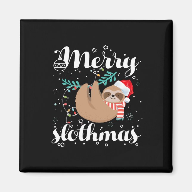 Imán Navidades De Merry Slothmas Pajama Para Amantes De (Frente)