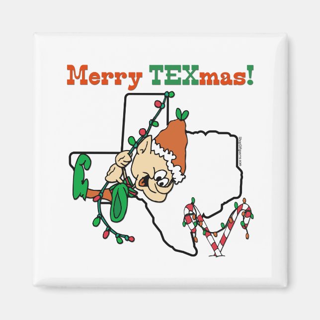 Imán Navidades de Merry Texmas (Frente)