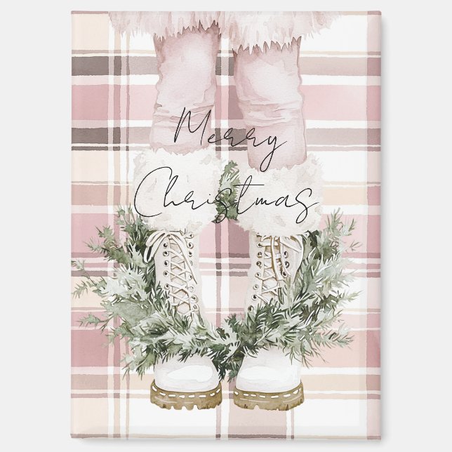 Imán Navidades de moda Boots de piernas rosadas de Rubo (Anverso)
