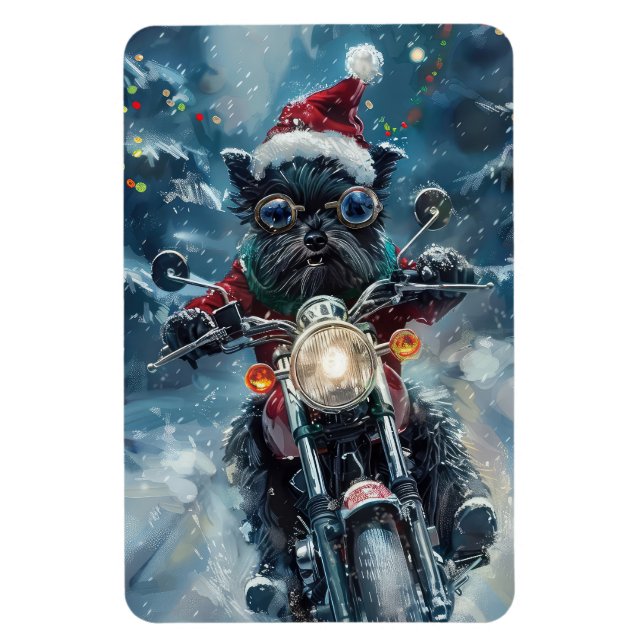 Imán Navidades de motocicleta Affenpinscher Dog Riding (Vertical)