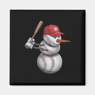 Imán Navidades de Nieve de Béisbol y Nieve Navidad Homb