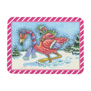 Imán Navidades DE NIEVE PROFUNDO DE FLAMINGO ROSA MAGNE