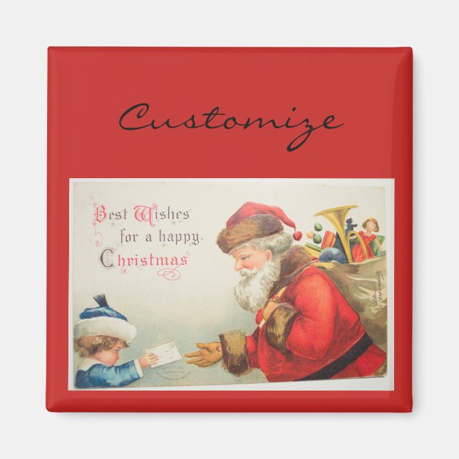Imán Navidades de nostalgia de Santa y los niños (Frente)