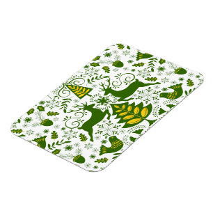 Imán Navidades de oro leñan aves de ciervo en flor