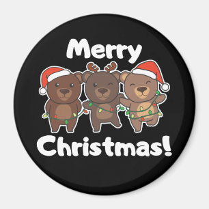 Imán Navidades De Oso Animales Con Feliz Navidad