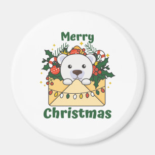 Imán Navidades de oso polar letras animales de invierno