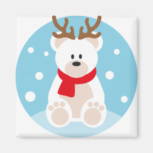 Imán Navidades de oso polar reno Yule Nieve invernal