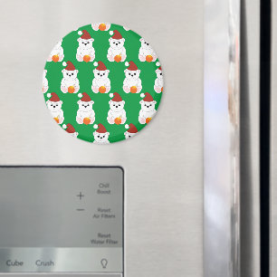 Imán Navidades de oso polar Santa hat lindo patrón verd
