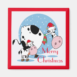 Imán Navidades De País Vacas Con Sombrero Santa