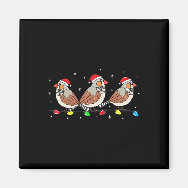 Imán Navidades de pájaros de Zebra Finch alumbran a div (Frente)