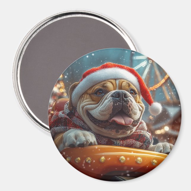 Imán Navidades de Pascua de Perro Bullmastiff (Anverso/Reverso)