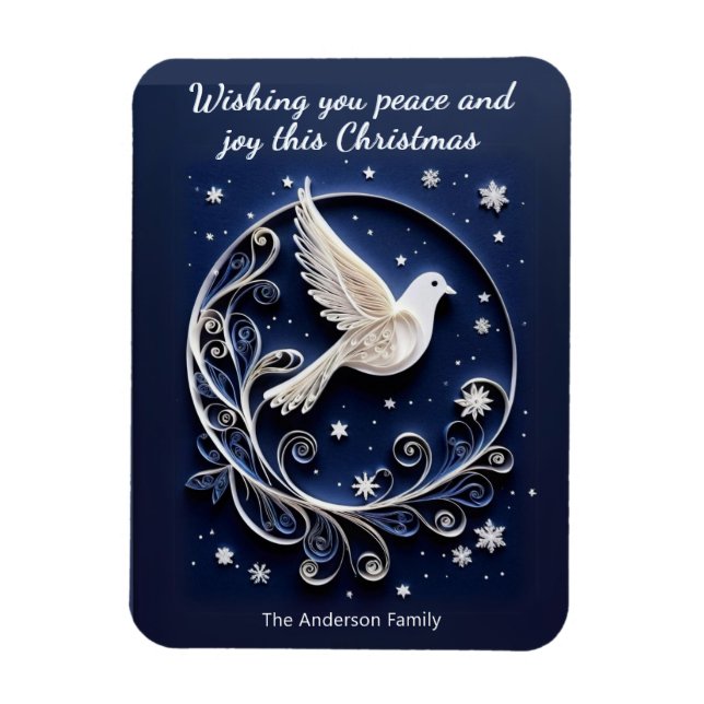 Imán Navidades de Peace Dove Bonito Faux Papercraft (Vertical)