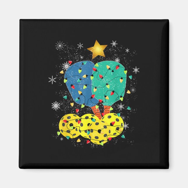 Imán Navidades de pelota Santa Pickleball X Mas Lights (Frente)