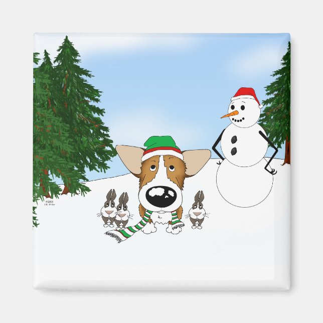 Imán Navidades de Pembroke Welsh Corgi (Frente)