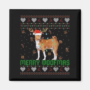 Imán Navidades de perro de Basenji alumbran frágiles na