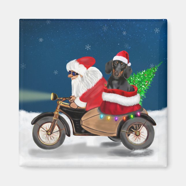 Imán Navidades de perro de Dachshund (Frente)