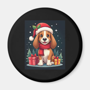 Imán Navidades de perro de Hound Basset Traje a Santa H