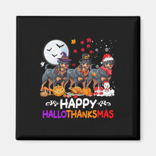 Imán Navidades de perro de Rottweiler Felices Hallothan