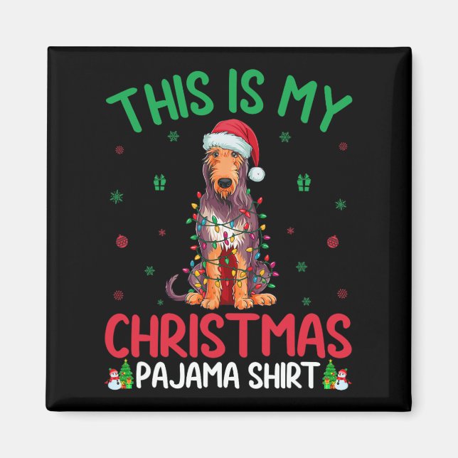 Imán Navidades de perro lobo de árbol de navidad muy fe (Frente)