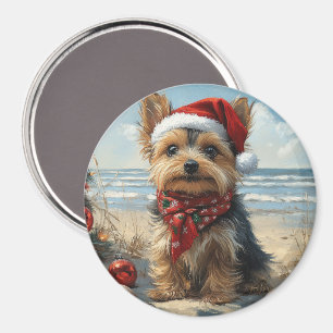 Imán Navidades de Perro Terrier de Yorkshire Vintage Be