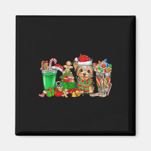 Imán Navidades de perro yorkie Pajamas Café Latte Mugs 