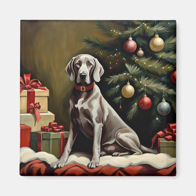 Imán Navidades de perros de Weimaraner (Frente)