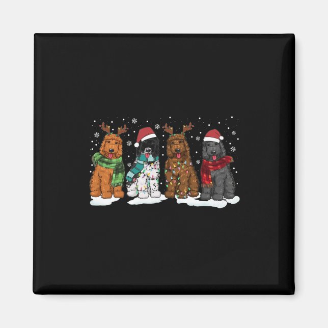 Imán Navidades de perros Goldendoodle iluminan Doodle d (Frente)