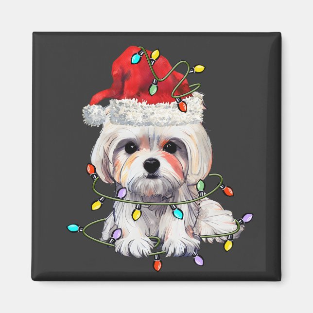 Imán Navidades de perros malteses, Navidad Perro maltés (Frente)