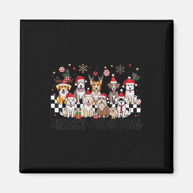 Imán Navidades de perros merry Woofmas Perro Amante del (Frente)