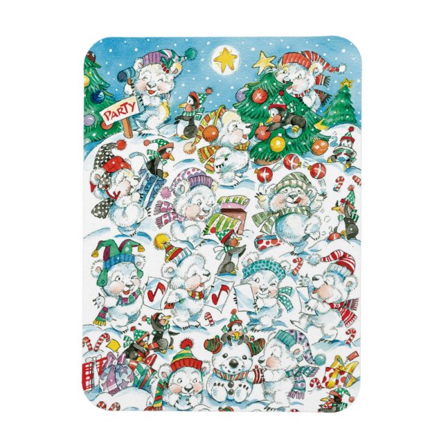 Imán Navidades de Personalizado lindo Fiesta de oso pol (Vertical)
