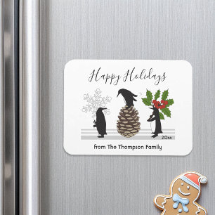 Imán Navidades de pingüino graciosos y personalizados