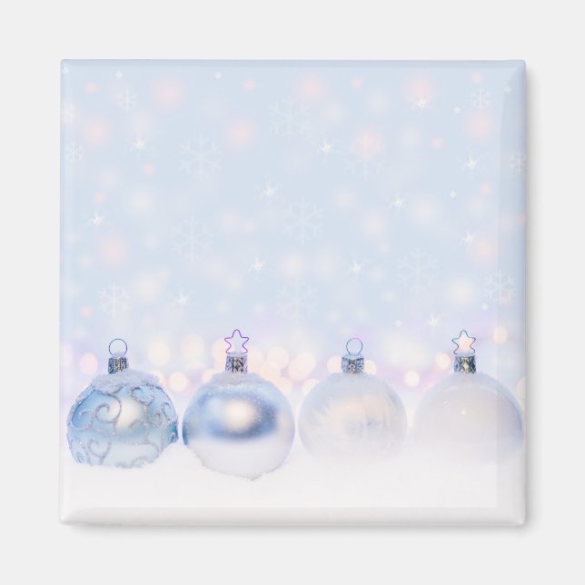 Imán Navidades de plata festividad golpean la nieve (Frente)