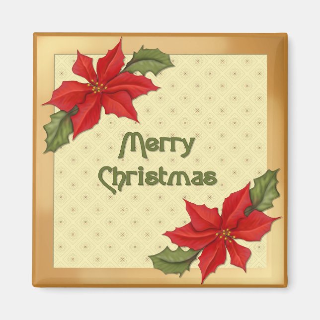 Imán Navidades de Poinsettia (Frente)