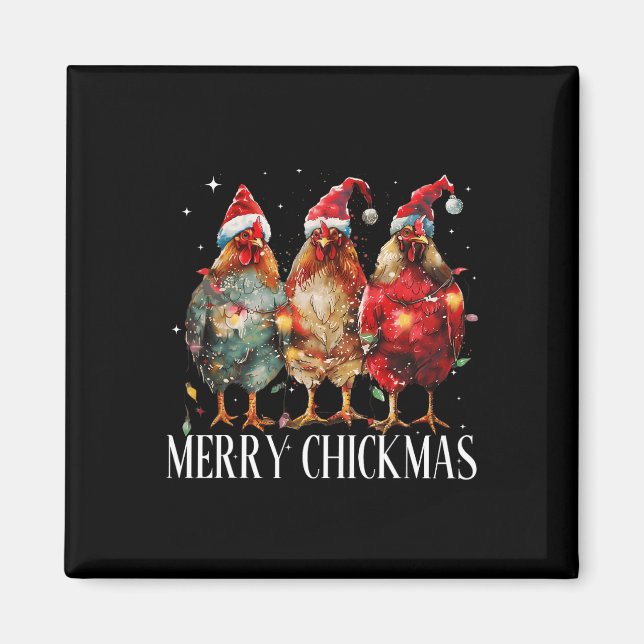 Imán Navidades de pollo de Feliz Navidad iluminan Santa (Frente)