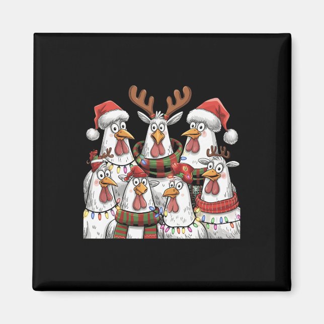 Imán Navidades de pollo divertidos iluminan la granja a (Frente)