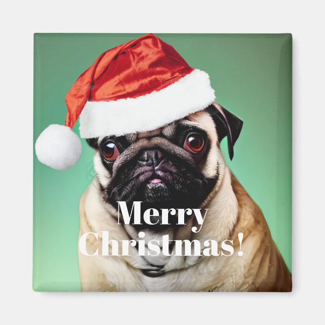 Imán Navidades de pug Dog (Frente)