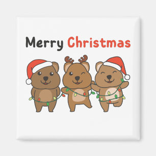 Imán Navidades de Quokka cortan Quokka Feliz Navidad