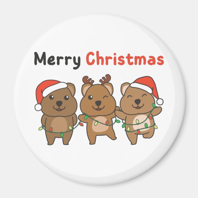 Imán Navidades de Quokka cortan Quokka Feliz Navidad (Frente)