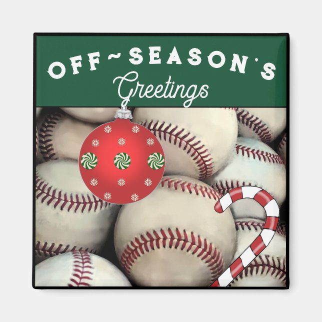 Imán Navidades de regalo de vacaciones de béisbol Stock (Frente)