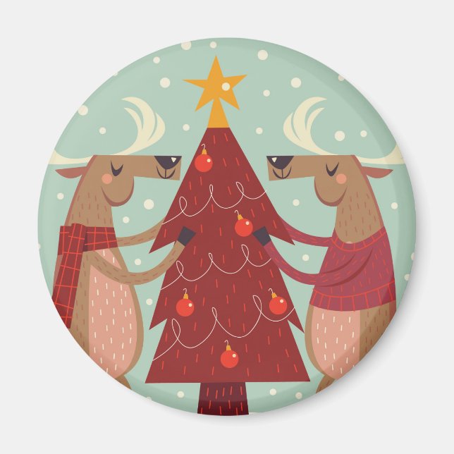 Imán Navidades de renos de época (Frente)