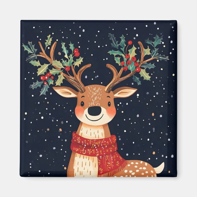 Imán Navidades de renos Starry Noche de Twinkle (Frente)