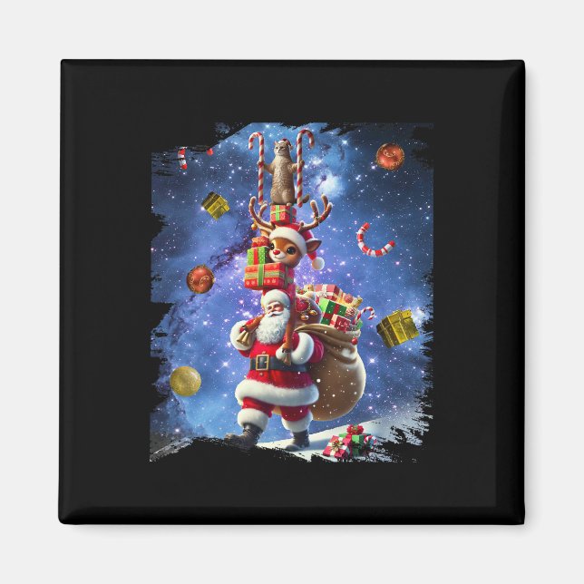 Imán Navidades De Renos Y Santa (Frente)