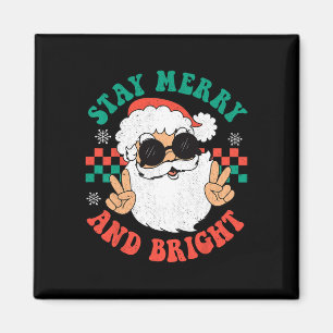 Imán Navidades de Retro Groovy Merry Stay Bright Hippie